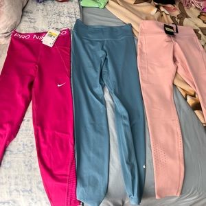 3 new leggings, blue without tag all small